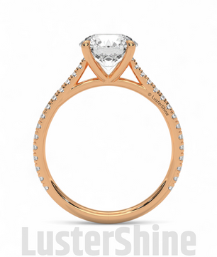 2 Carat Round Solitaire Moissanite Ring – Pave Band Engagement Ring – Custom size Promise Ring – Bridal Yellow Rose White Gold Jewelry gift
