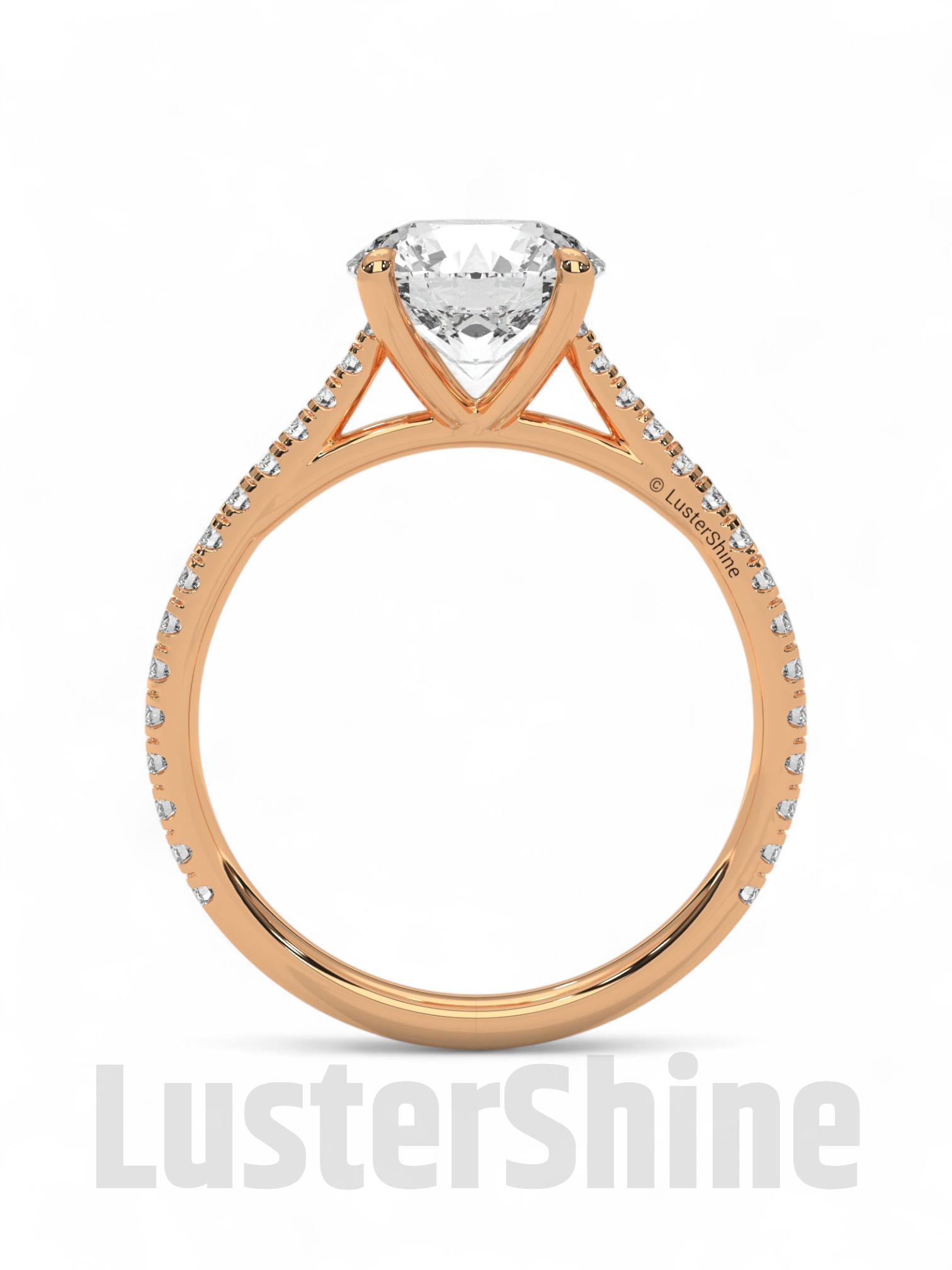 2 Carat Round Solitaire Moissanite Ring – Pave Band Engagement Ring – Custom size Promise Ring – Bridal Yellow Rose White Gold Jewelry gift