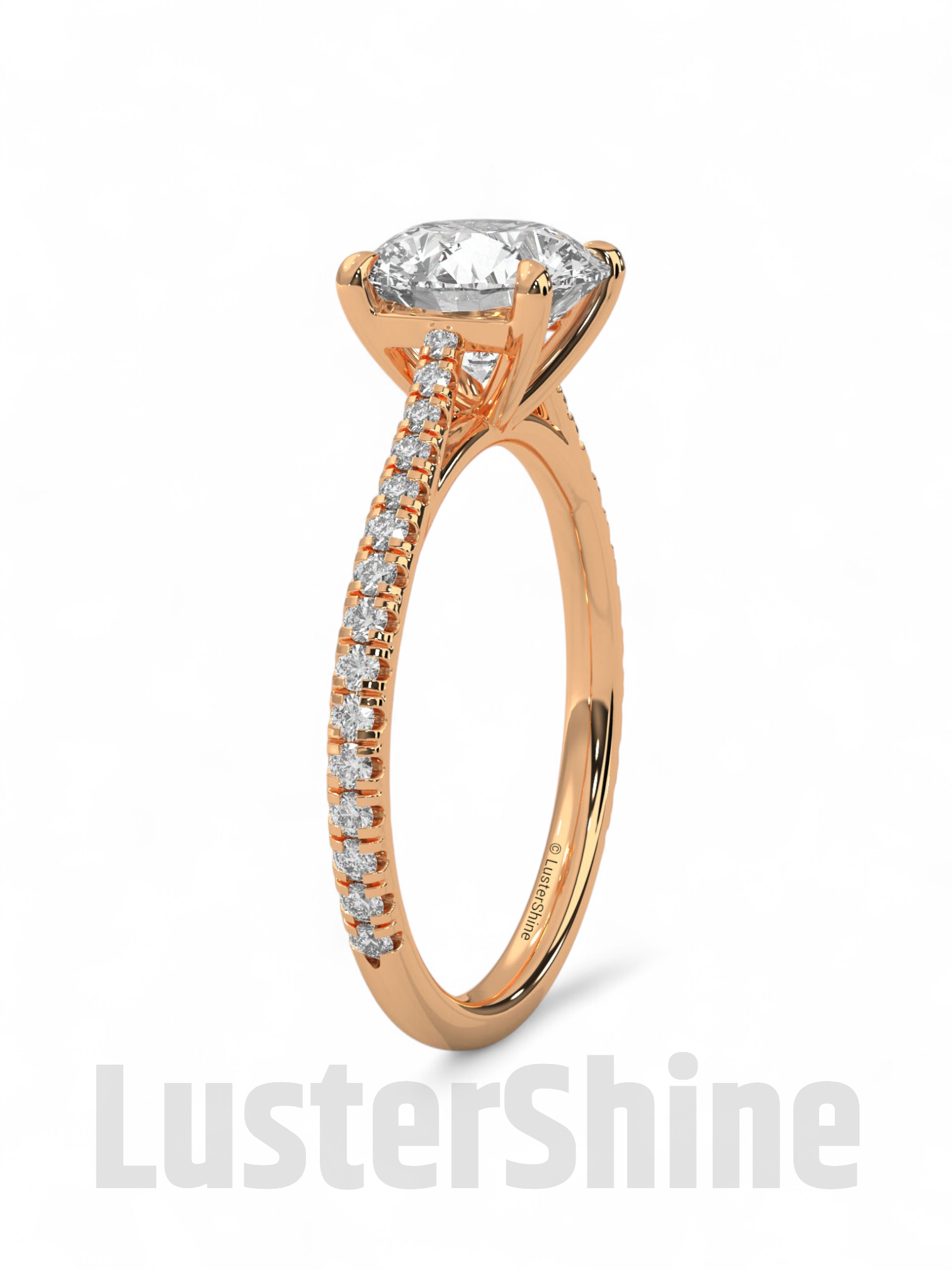 2 Carat Round Solitaire Moissanite Ring – Pave Band Engagement Ring – Custom size Promise Ring – Bridal Yellow Rose White Gold Jewelry gift