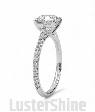 2 Carat Round Solitaire Moissanite Ring – Pave Band Engagement Ring – Custom size Promise Ring – Bridal Yellow Rose White Gold Jewelry gift