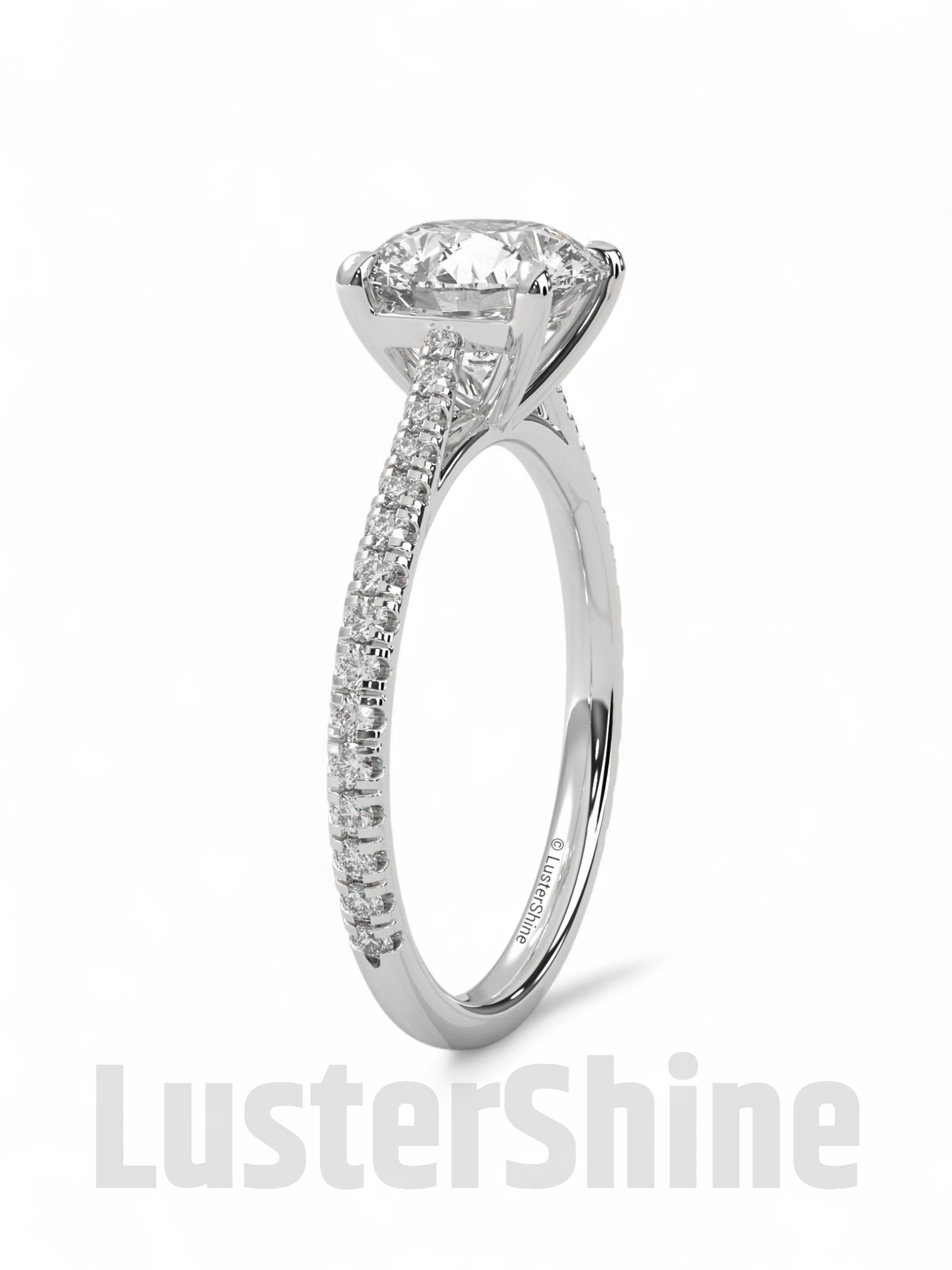 2 Carat Round Solitaire Moissanite Ring – Pave Band Engagement Ring – Custom size Promise Ring – Bridal Yellow Rose White Gold Jewelry gift