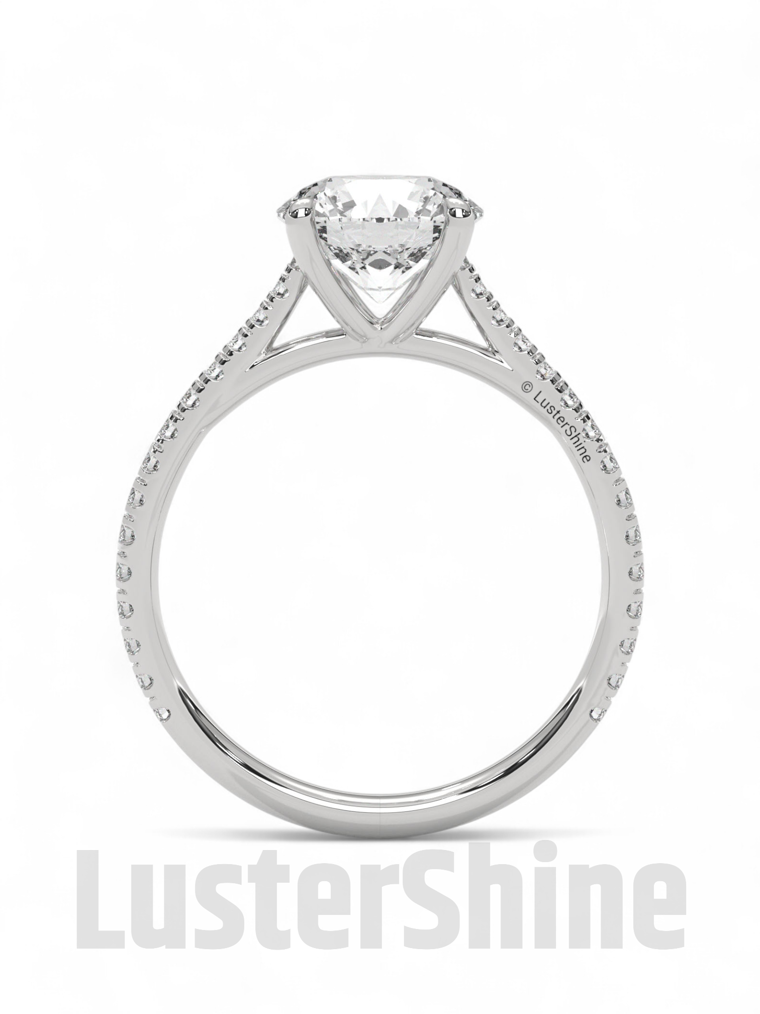 2 Carat Round Solitaire Moissanite Ring – Pave Band Engagement Ring – Custom size Promise Ring – Bridal Yellow Rose White Gold Jewelry gift