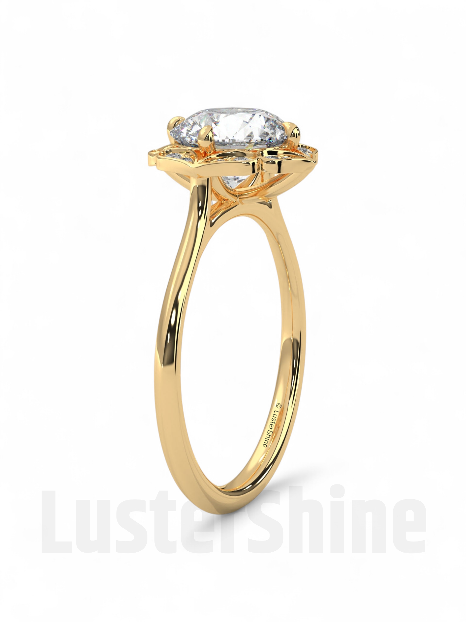 Floral Moissanite Engagement Ring – Round Cut Halo Ring in 14K Gold – Vintage Floral Ring for Her – 2CT Moissanite Diamond Engagement Ring