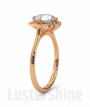 Floral Moissanite Engagement Ring – Round Cut Halo Ring in 14K Gold – Vintage Floral Ring for Her – 2CT Moissanite Diamond Engagement Ring