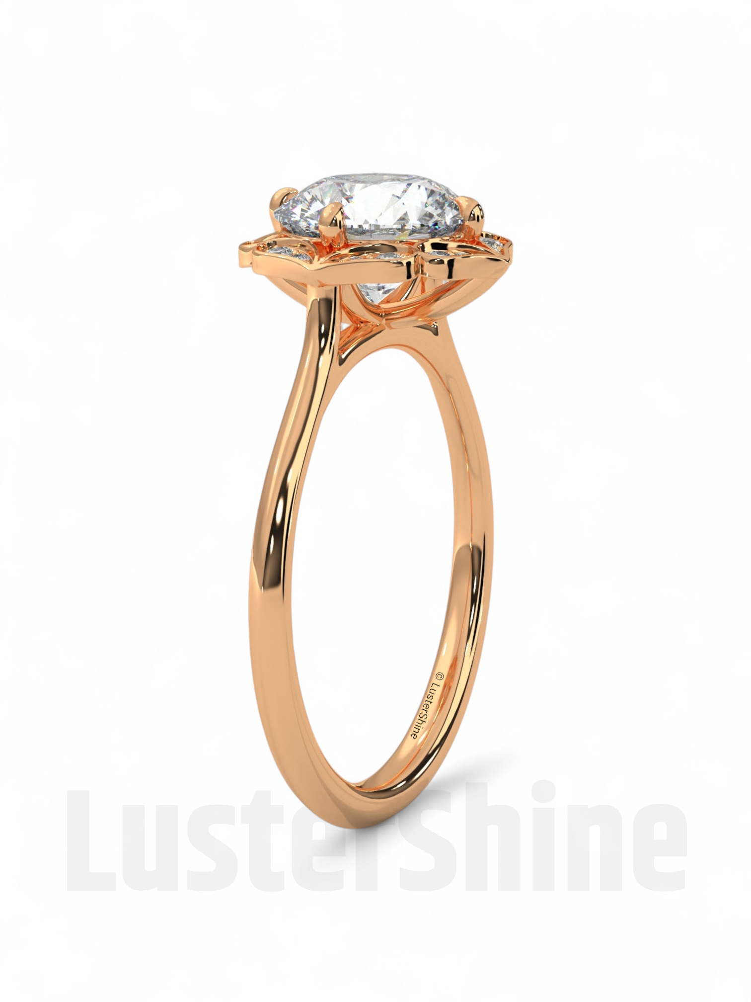 Floral Moissanite Engagement Ring – Round Cut Halo Ring in 14K Gold – Vintage Floral Ring for Her – 2CT Moissanite Diamond Engagement Ring