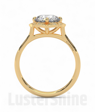 Floral Moissanite Engagement Ring – Round Cut Halo Ring in 14K Gold – Vintage Floral Ring for Her – 2CT Moissanite Diamond Engagement Ring