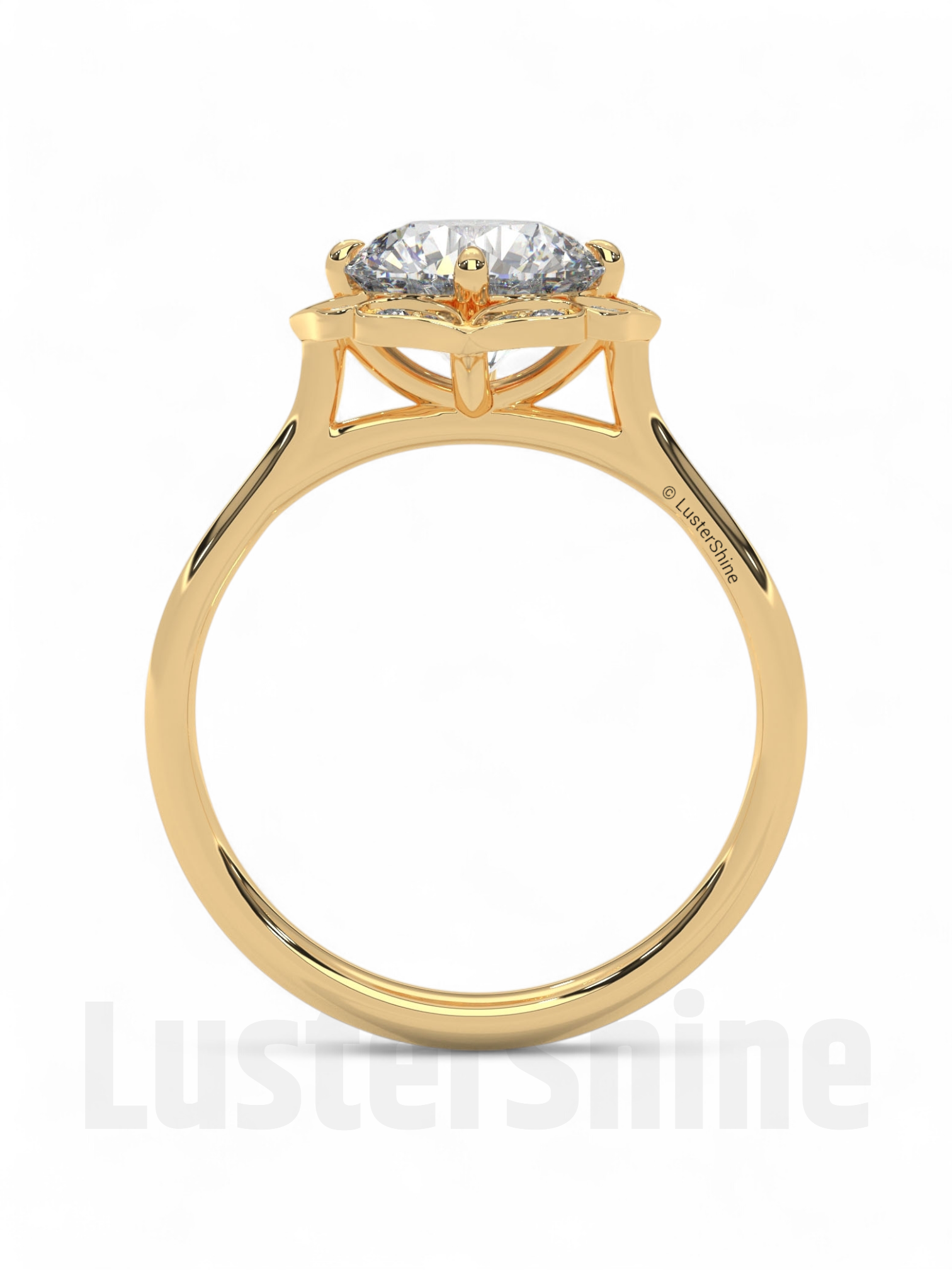 Floral Moissanite Engagement Ring – Round Cut Halo Ring in 14K Gold – Vintage Floral Ring for Her – 2CT Moissanite Diamond Engagement Ring