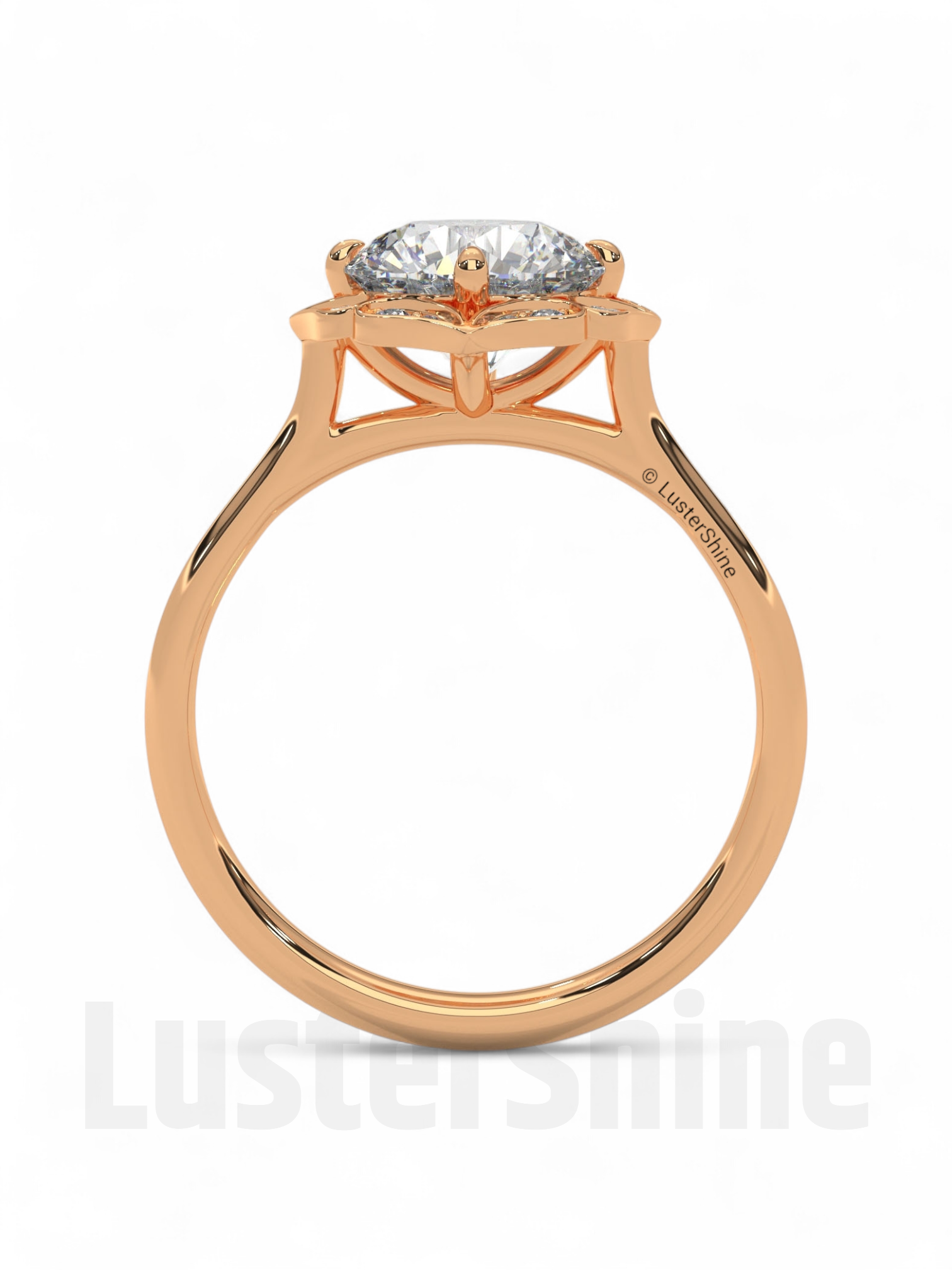 Floral Moissanite Engagement Ring – Round Cut Halo Ring in 14K Gold – Vintage Floral Ring for Her – 2CT Moissanite Diamond Engagement Ring