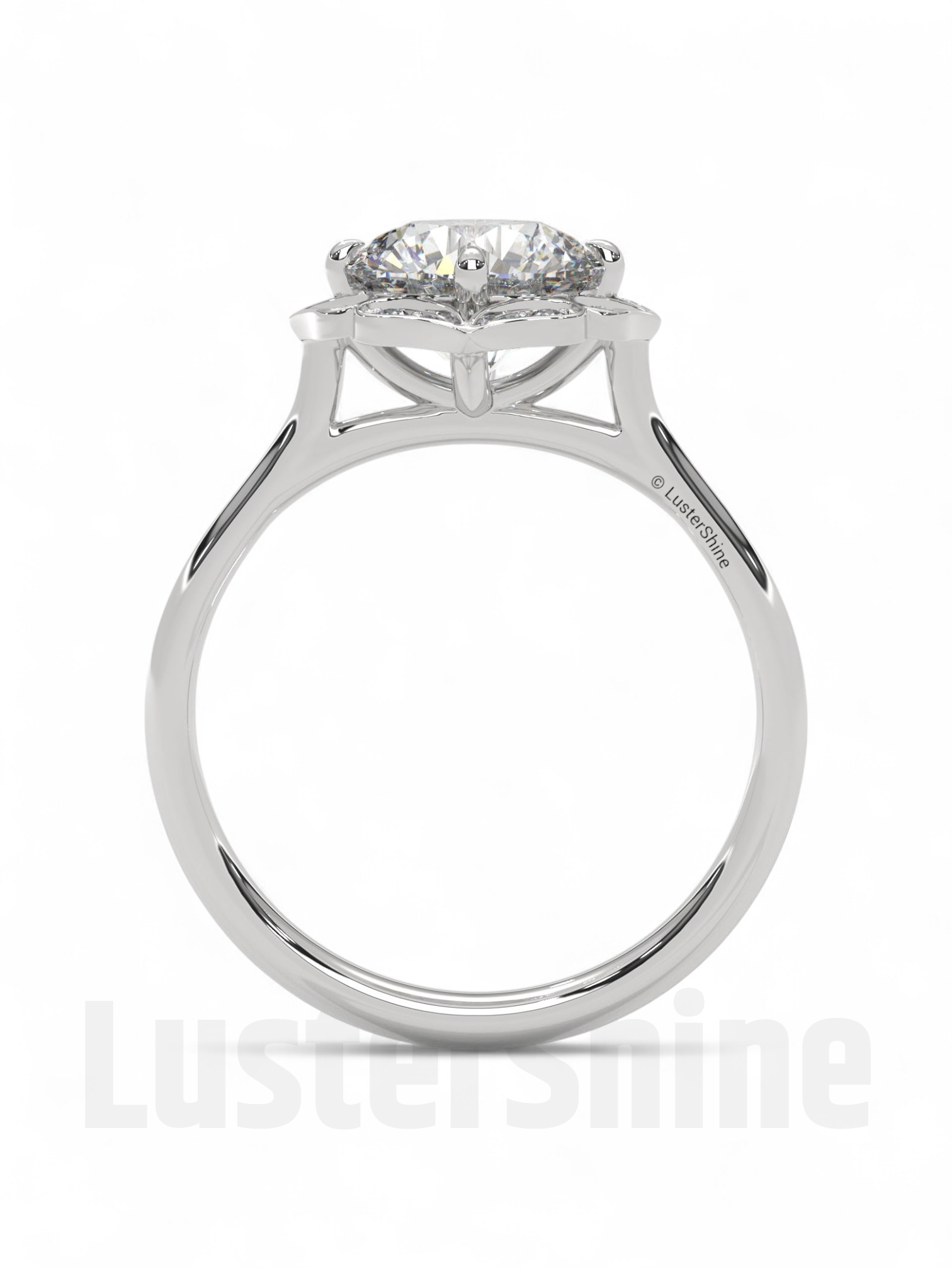 Floral Moissanite Engagement Ring – Round Cut Halo Ring in 14K Gold – Vintage Floral Ring for Her – 2CT Moissanite Diamond Engagement Ring