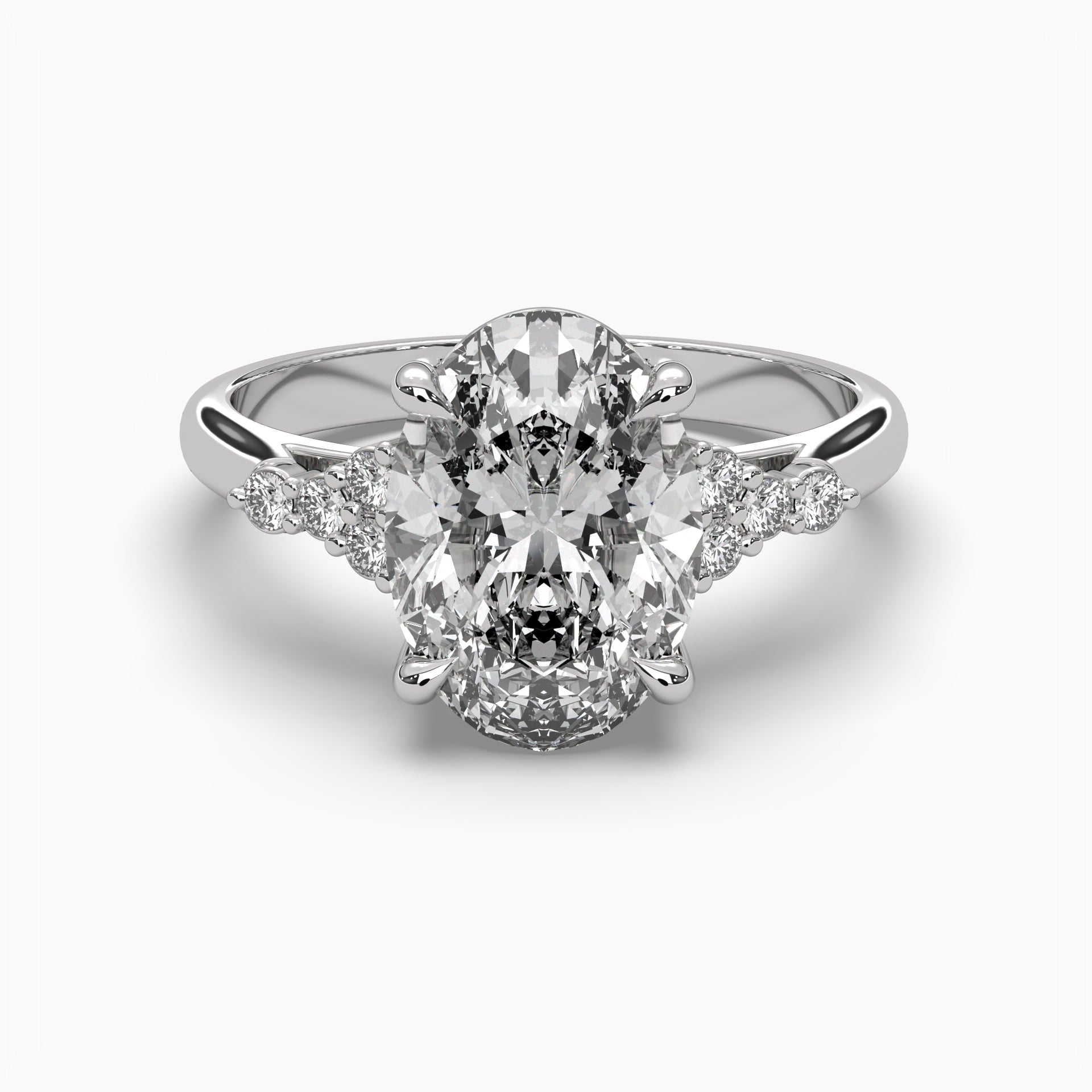 Moissanite 2 CT Oval  Cut Diamond Mid-Century Engagement Ring