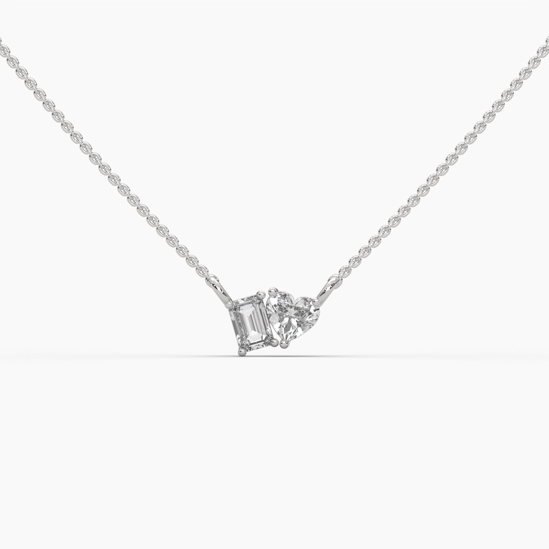 Moissanite 1.00 CT Emerald ,Heart  Diamond Necklace