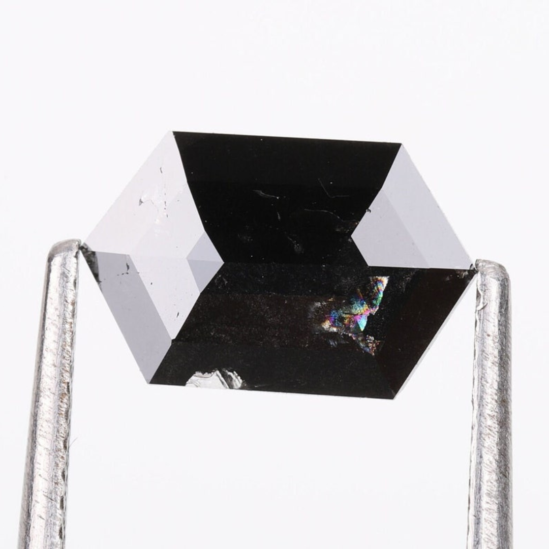 Natural Salt and Pepper 1.35 CT Hexagon Loose Diamond