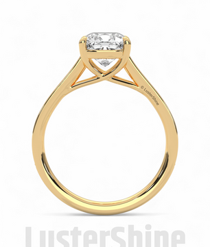 Solitaire Cushion Cut Engagement Ring – Dainty Pave Band – 14K 18K White Gold Wedding Ring – Minimalist Solitaire Ring – LusterShine Gift