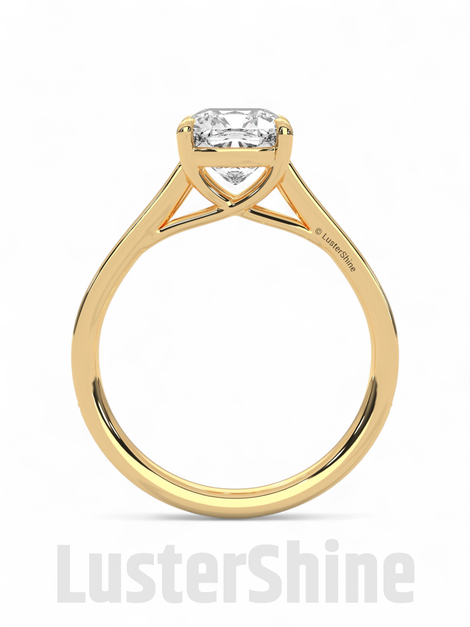 Solitaire Cushion Cut Engagement Ring – Dainty Pave Band – 14K 18K White Gold Wedding Ring – Minimalist Solitaire Ring – LusterShine Gift