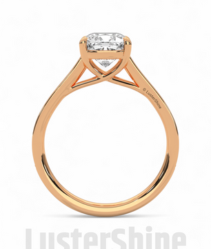 Solitaire Cushion Cut Engagement Ring – Dainty Pave Band – 14K 18K White Gold Wedding Ring – Minimalist Solitaire Ring – LusterShine Gift