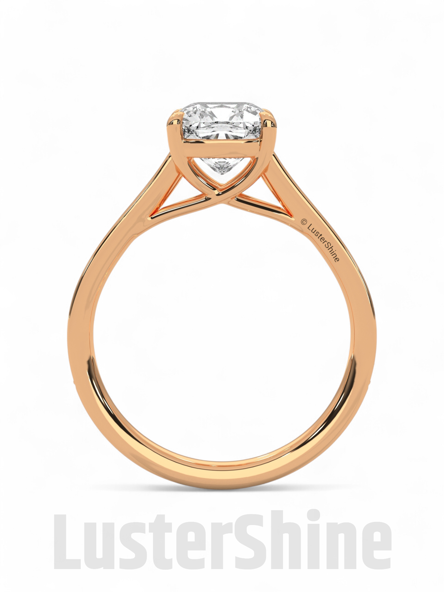 Solitaire Cushion Cut Engagement Ring – Dainty Pave Band – 14K 18K White Gold Wedding Ring – Minimalist Solitaire Ring – LusterShine Gift