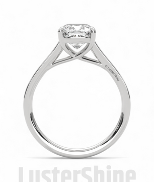 Solitaire Cushion Cut Engagement Ring – Dainty Pave Band – 14K 18K White Gold Wedding Ring – Minimalist Solitaire Ring – LusterShine Gift