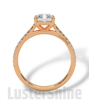 2 Carat Emerald Cut Solitaire Engagement Ring with Diamond Band – 2 Carat Moissanite Diamond Ring – Emerald-Cut Hidden Halo Ring – 14K Ring