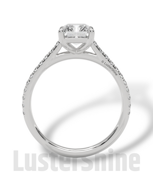 2 Carat Emerald Cut Solitaire Engagement Ring with Diamond Band – 2 Carat Moissanite Diamond Ring – Emerald-Cut Hidden Halo Ring – 14K Ring