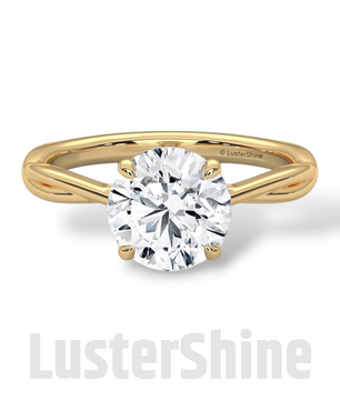 Round Solitaire Engagement Ring with Twisted Band – 14K Gold Twisted ring –  8mm Moissanite Diamond – Classic Four Prong Minimalist Ring