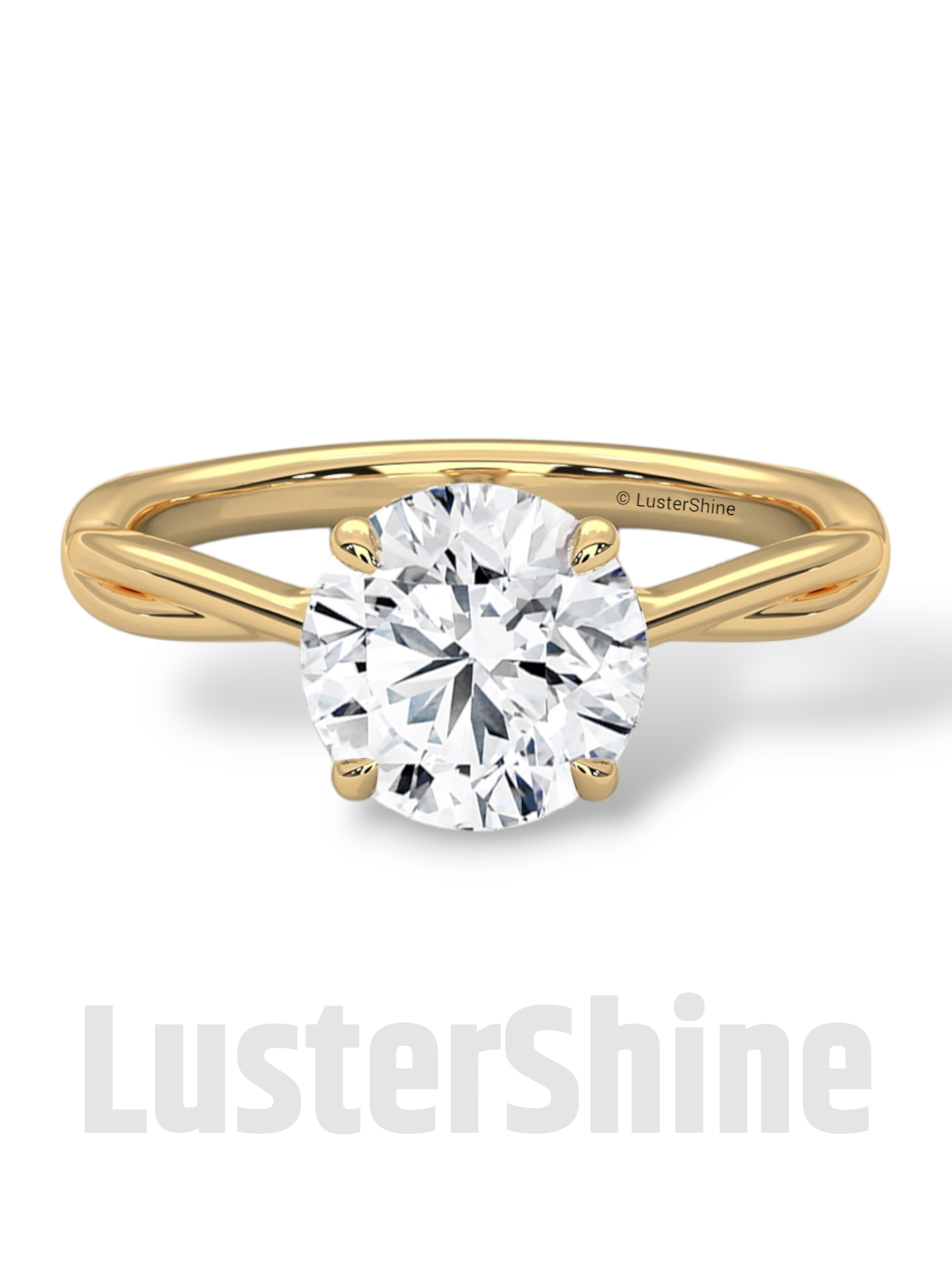 Round Solitaire Engagement Ring with Twisted Band – 14K Gold Twisted ring –  8mm Moissanite Diamond – Classic Four Prong Minimalist Ring
