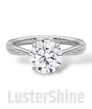Round Solitaire Engagement Ring with Twisted Band – 14K Gold Twisted ring –  8mm Moissanite Diamond – Classic Four Prong Minimalist Ring