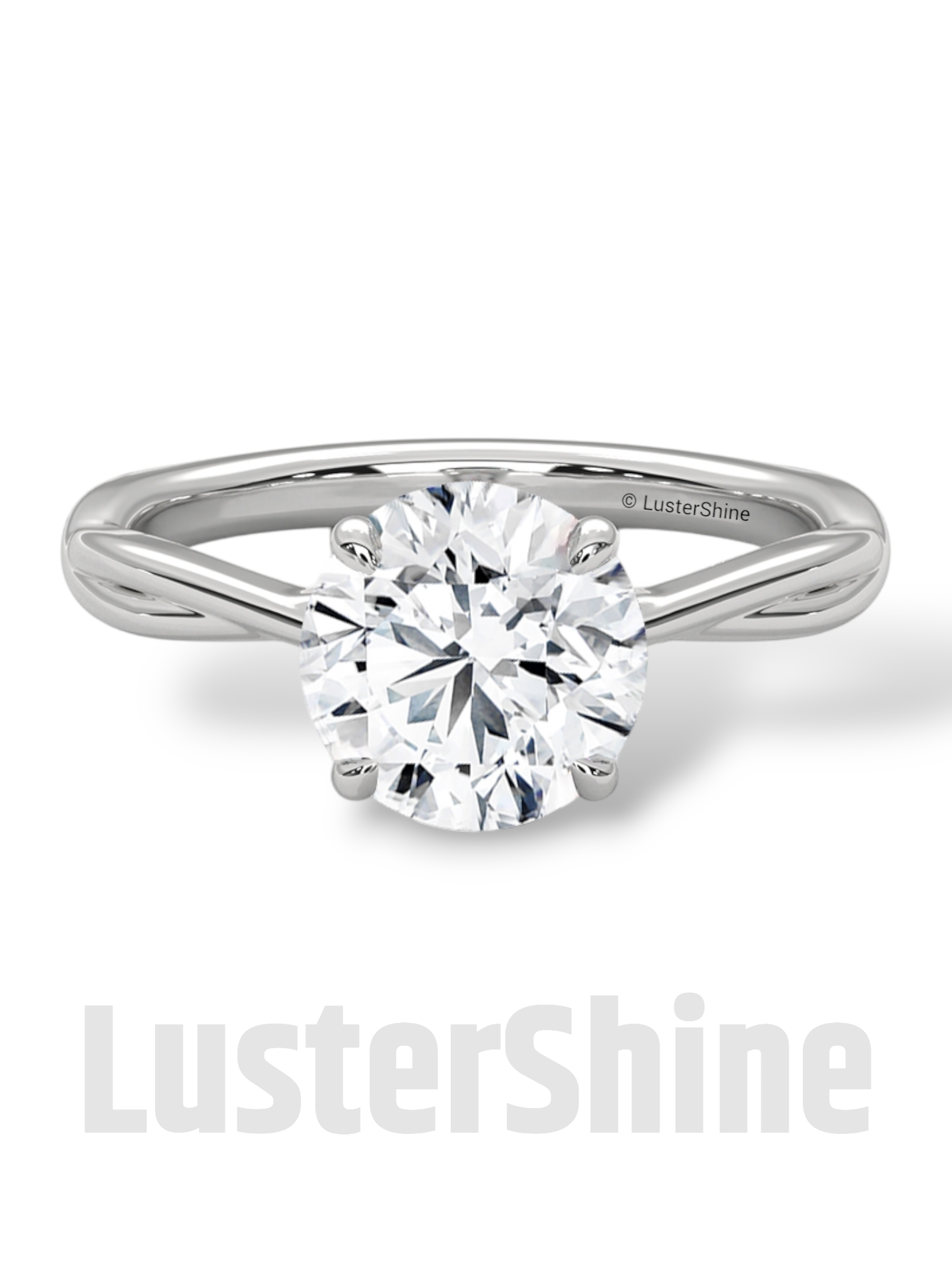 Round Solitaire Engagement Ring with Twisted Band – 14K Gold Twisted ring –  8mm Moissanite Diamond – Classic Four Prong Minimalist Ring
