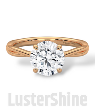 Round Solitaire Engagement Ring with Twisted Band – 14K Gold Twisted ring –  8mm Moissanite Diamond – Classic Four Prong Minimalist Ring