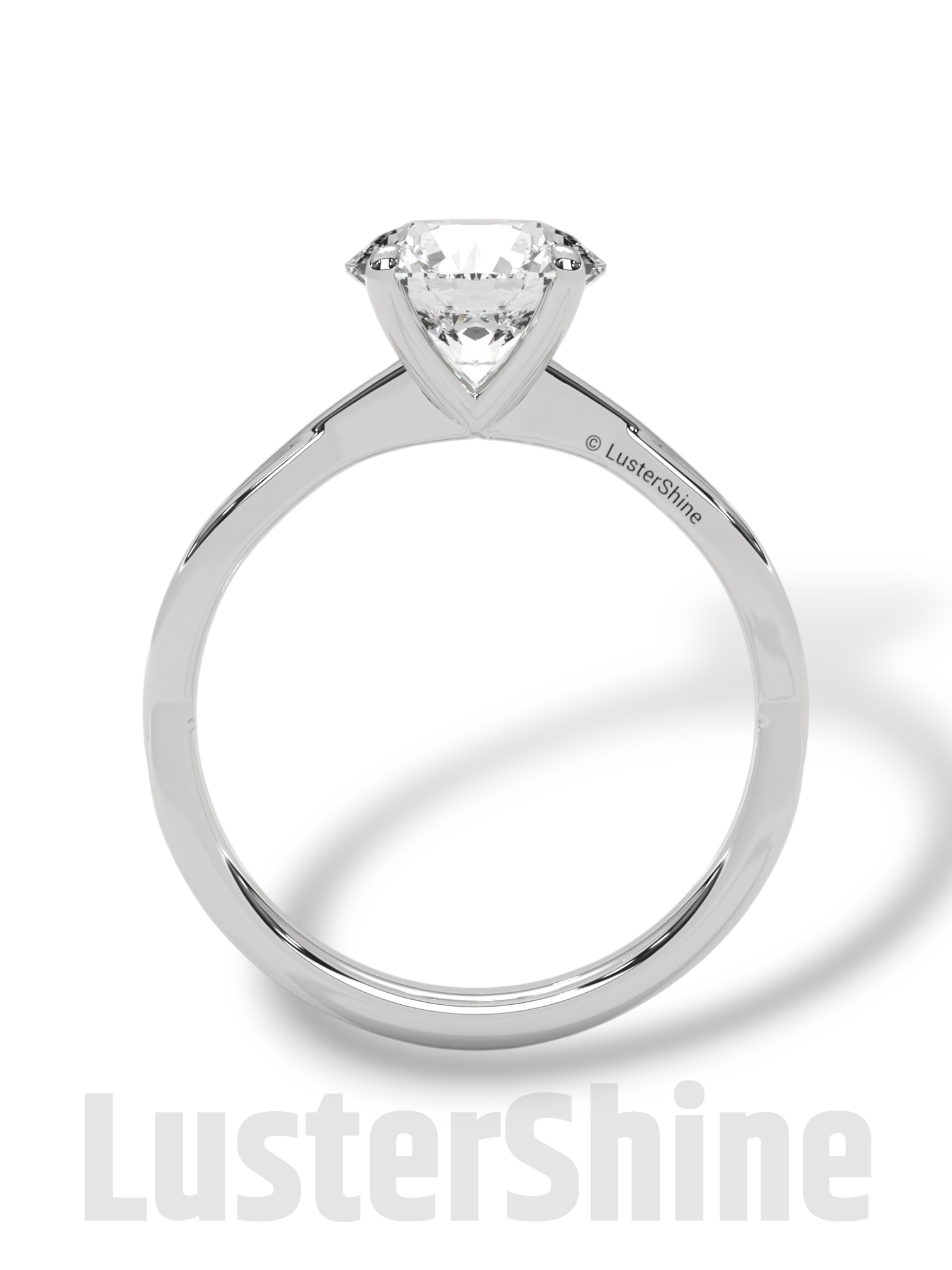 Round Solitaire Engagement Ring with Twisted Band – 14K Gold Twisted ring –  8mm Moissanite Diamond – Classic Four Prong Minimalist Ring