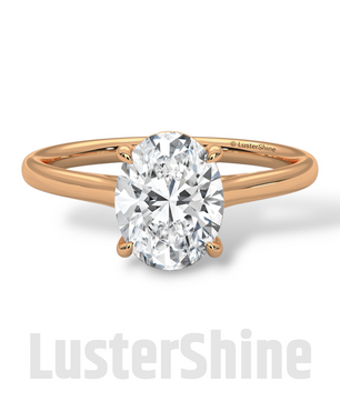 Oval Solitaire Engagement Ring – 9x7mm Oval Diamond – Classic 4 Prong Setting – Yellow Rose White Gold Minimalist Bridal Ring LusterShine