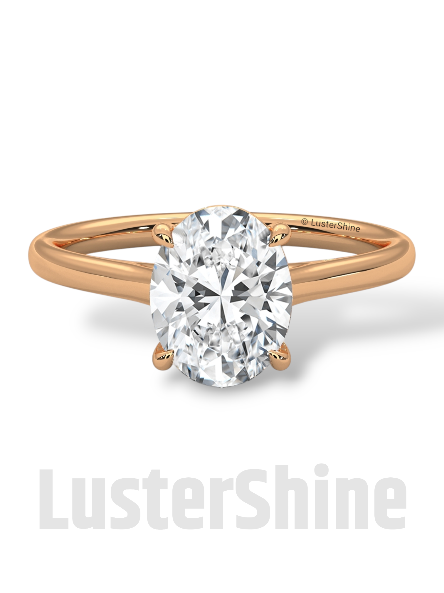 Oval Solitaire Engagement Ring – 9x7mm Oval Diamond – Classic 4 Prong Setting – Yellow Rose White Gold Minimalist Bridal Ring LusterShine