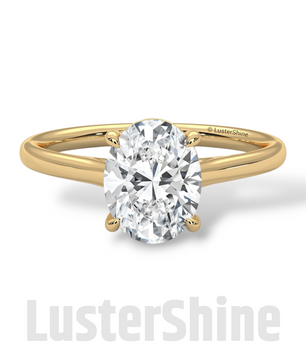 Oval Solitaire Engagement Ring – 9x7mm Oval Diamond – Classic 4 Prong Setting – Yellow Rose White Gold Minimalist Bridal Ring LusterShine
