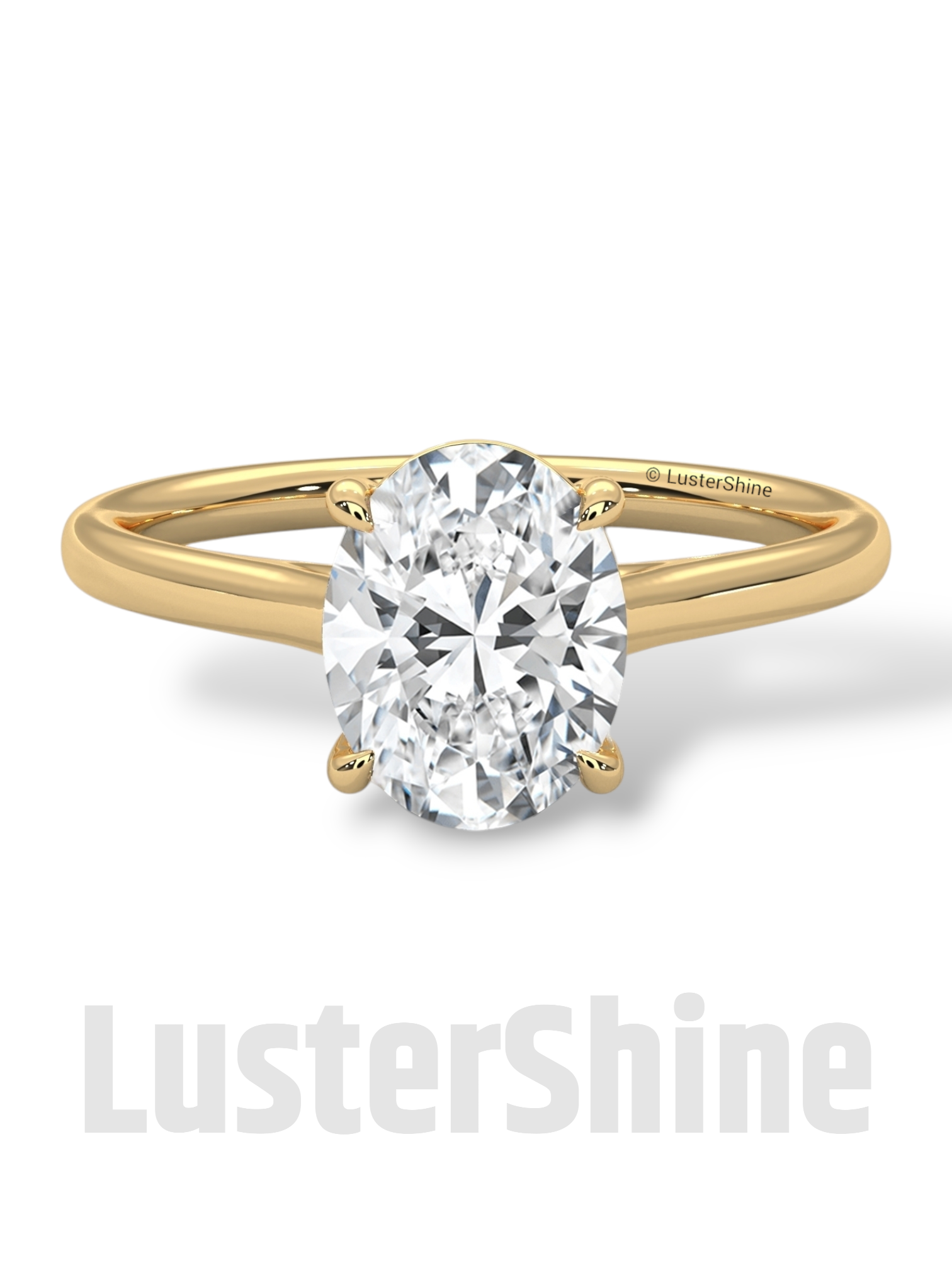 Oval Solitaire Engagement Ring – 9x7mm Oval Diamond – Classic 4 Prong Setting – Yellow Rose White Gold Minimalist Bridal Ring LusterShine