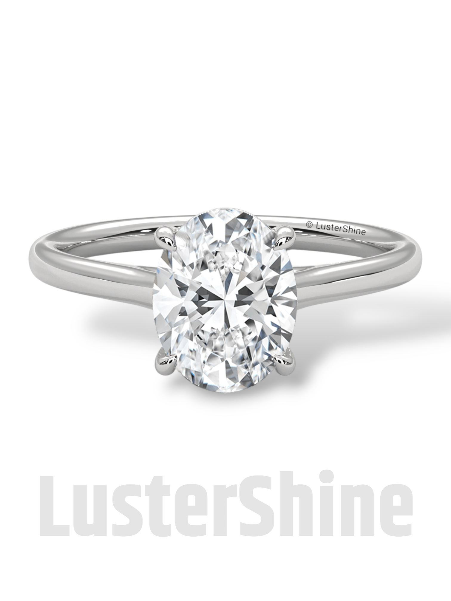 Oval Solitaire Engagement Ring – 9x7mm Oval Diamond – Classic 4 Prong Setting – Yellow Rose White Gold Minimalist Bridal Ring LusterShine