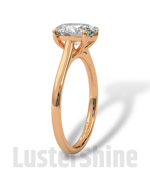 Oval Solitaire Engagement Ring – 9x7mm Oval Diamond – Classic 4 Prong Setting – Yellow Rose White Gold Minimalist Bridal Ring LusterShine