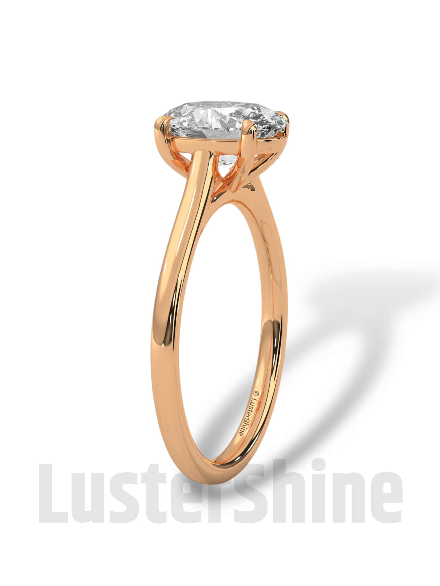 Oval Solitaire Engagement Ring – 9x7mm Oval Diamond – Classic 4 Prong Setting – Yellow Rose White Gold Minimalist Bridal Ring LusterShine