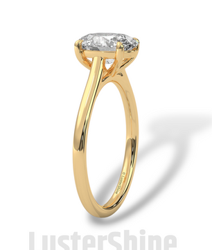 Oval Solitaire Engagement Ring – 9x7mm Oval Diamond – Classic 4 Prong Setting – Yellow Rose White Gold Minimalist Bridal Ring LusterShine