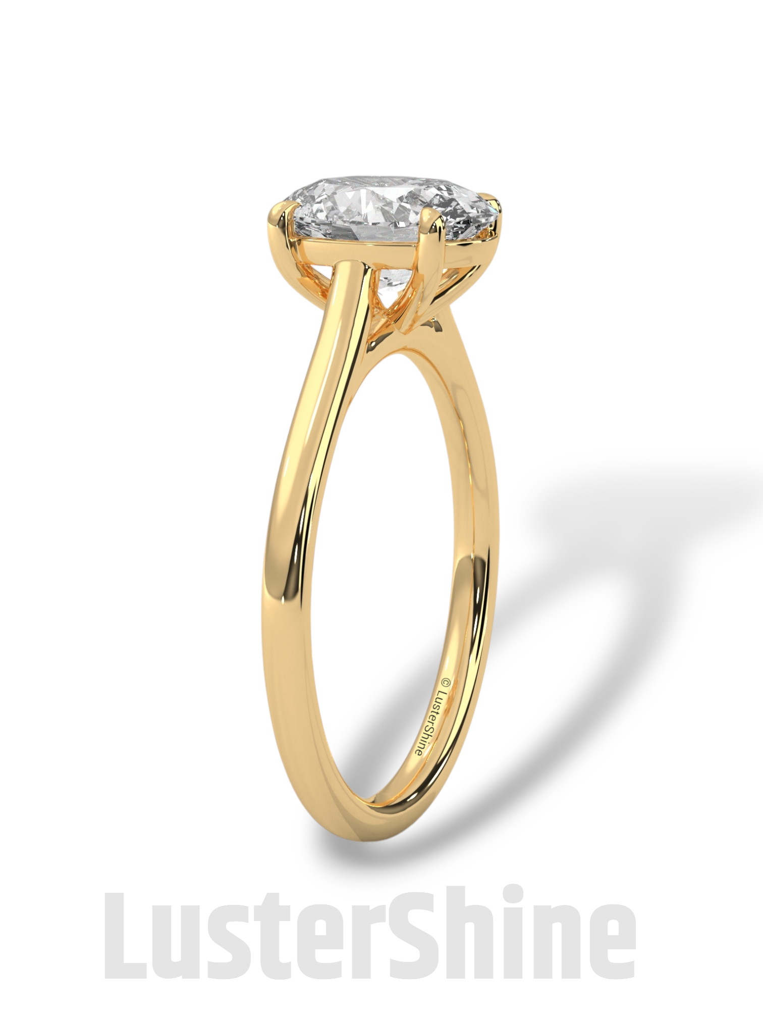 Oval Solitaire Engagement Ring – 9x7mm Oval Diamond – Classic 4 Prong Setting – Yellow Rose White Gold Minimalist Bridal Ring LusterShine