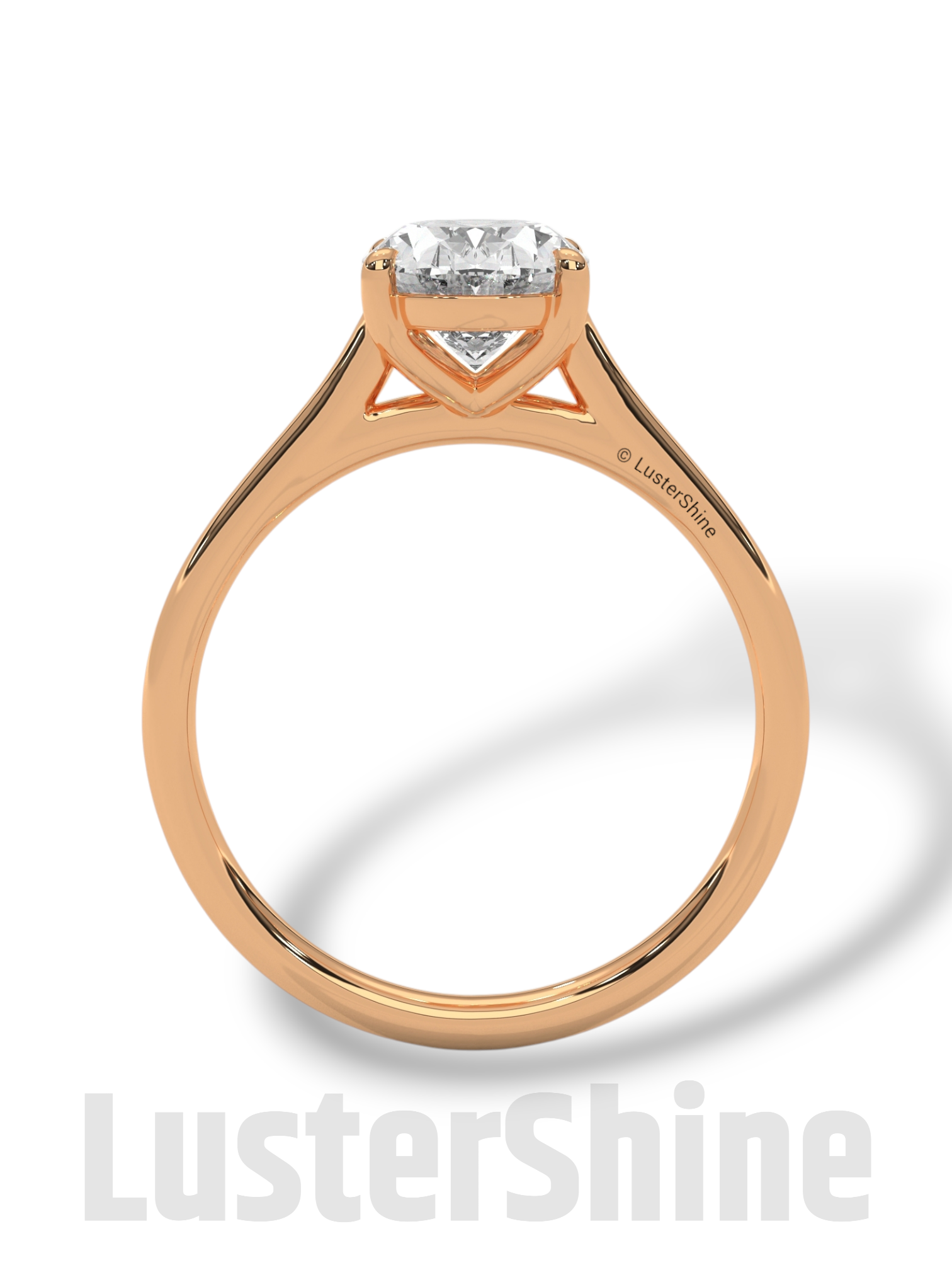 Oval Solitaire Engagement Ring – 9x7mm Oval Diamond – Classic 4 Prong Setting – Yellow Rose White Gold Minimalist Bridal Ring LusterShine