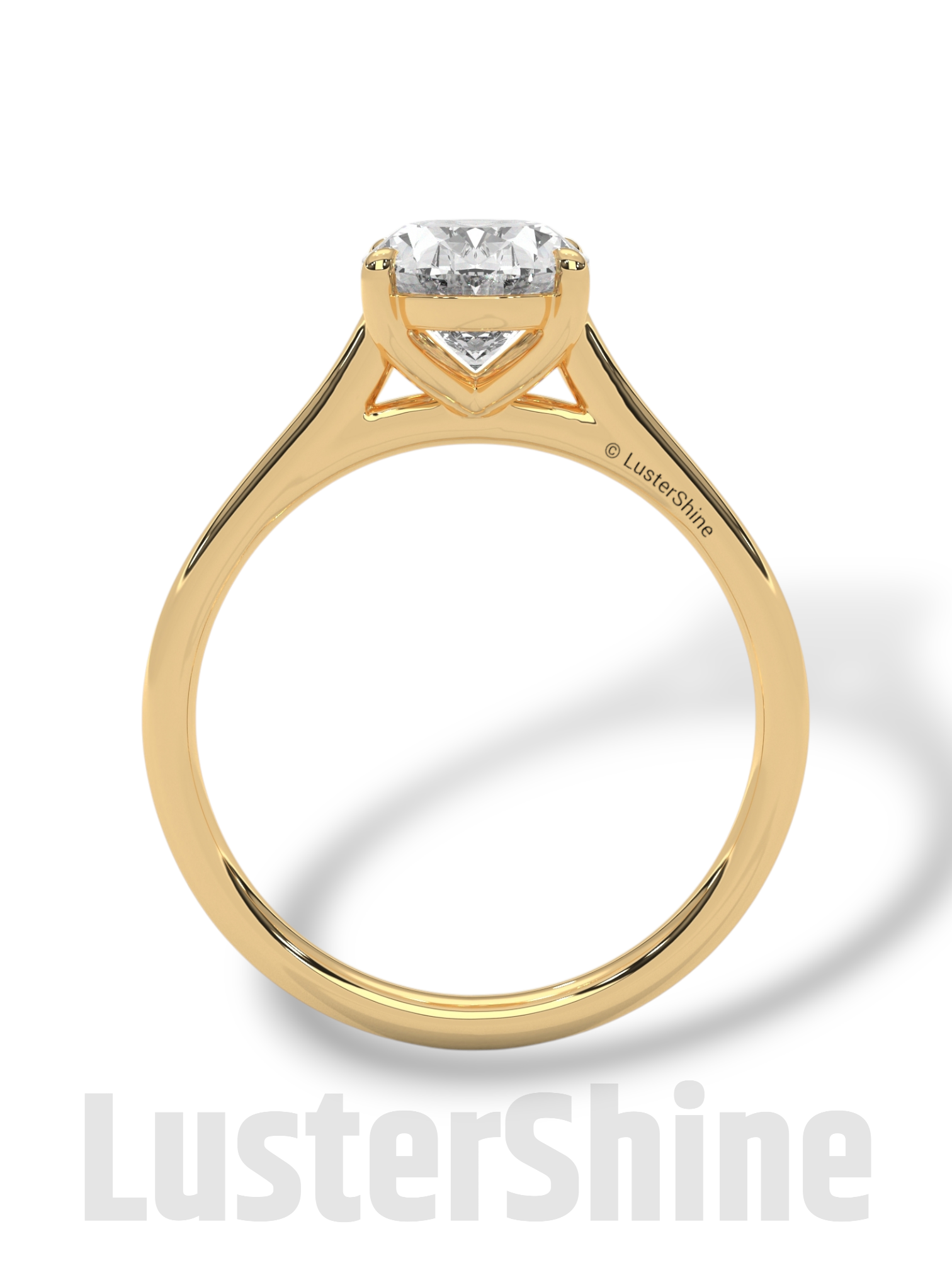 Oval Solitaire Engagement Ring – 9x7mm Oval Diamond – Classic 4 Prong Setting – Yellow Rose White Gold Minimalist Bridal Ring LusterShine