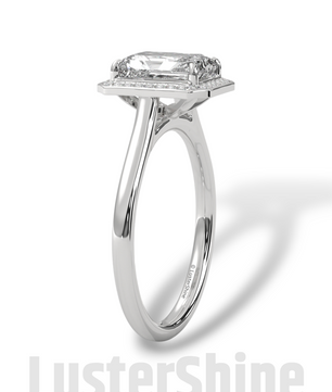 2CT Emerald Cut Halo Engagement Ring – Emerald Moissanite Diamond Pave Setting – 14K 18K Gold Solitaire Bridal Ring – LusterShine Jewelry