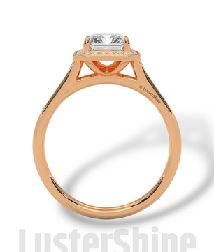 2CT Emerald Cut Halo Engagement Ring – Emerald Moissanite Diamond Pave Setting – 14K 18K Gold Solitaire Bridal Ring – LusterShine Jewelry