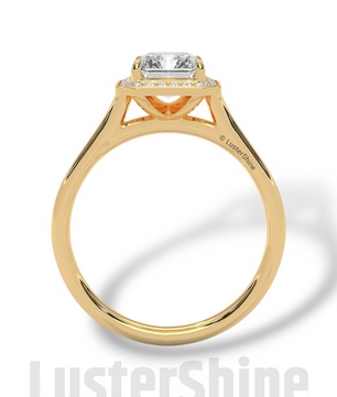 2CT Emerald Cut Halo Engagement Ring – Emerald Moissanite Diamond Pave Setting – 14K 18K Gold Solitaire Bridal Ring – LusterShine Jewelry