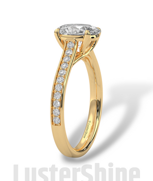 2CT Oval Cut Engagement Ring with Pave Band – Moissanite Diamond 10K 14K Gold Solitaire Ring – Handmade Custom Bridal Jewelry by LusterShine