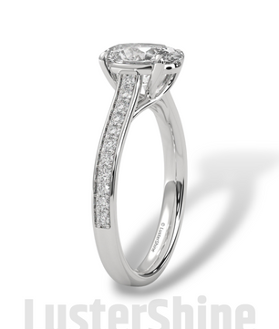 2CT Oval Cut Engagement Ring with Pave Band – Moissanite Diamond 10K 14K Gold Solitaire Ring – Handmade Custom Bridal Jewelry by LusterShine