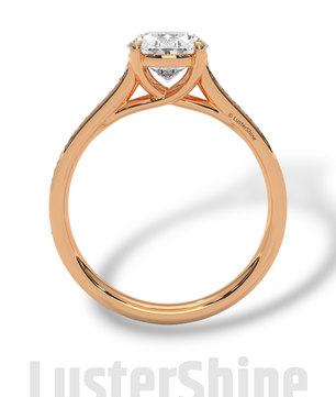 2CT Oval Cut Engagement Ring with Pave Band – Moissanite Diamond 10K 14K Gold Solitaire Ring – Handmade Custom Bridal Jewelry by LusterShine