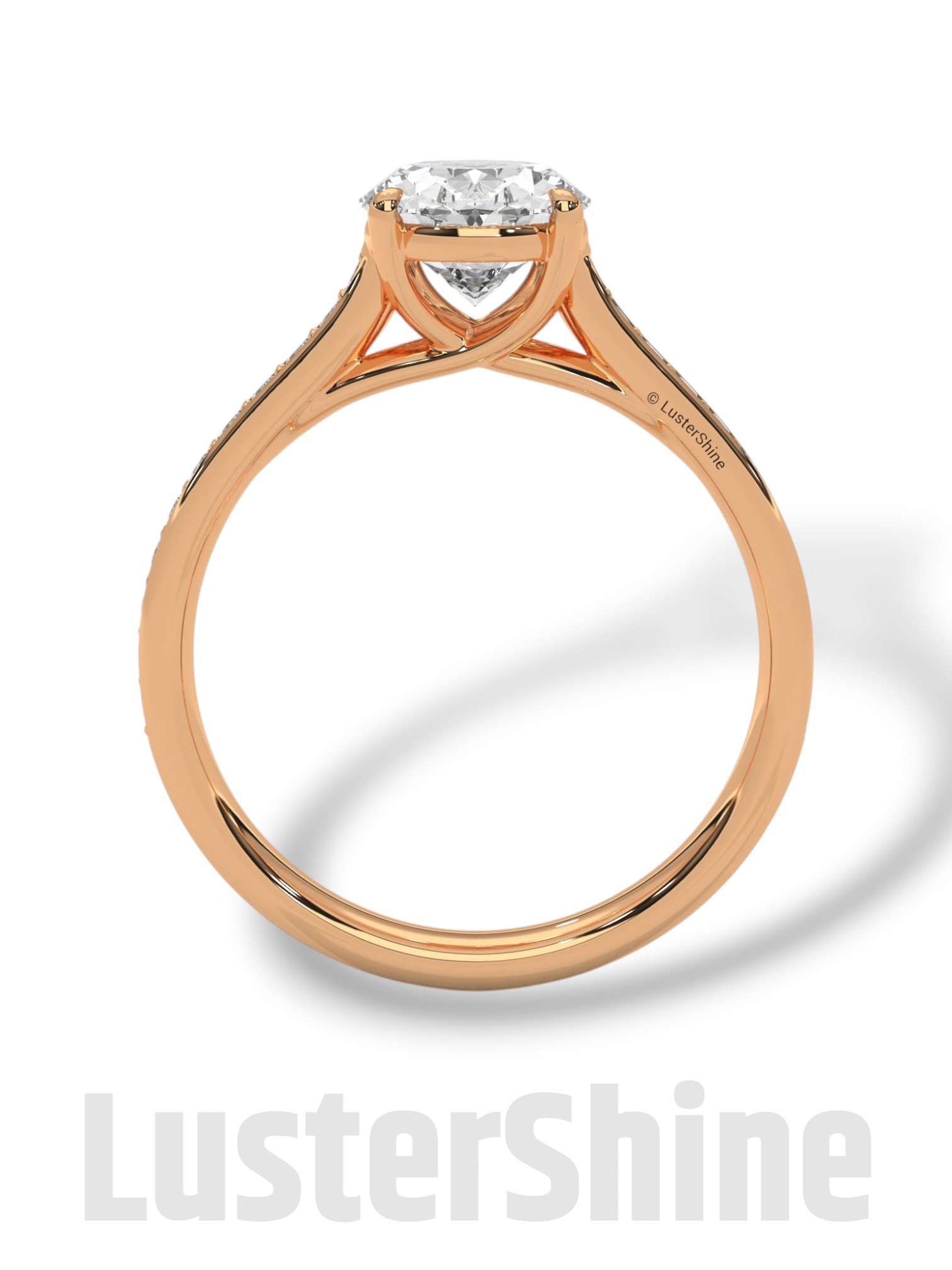 2CT Oval Cut Engagement Ring with Pave Band – Moissanite Diamond 10K 14K Gold Solitaire Ring – Handmade Custom Bridal Jewelry by LusterShine