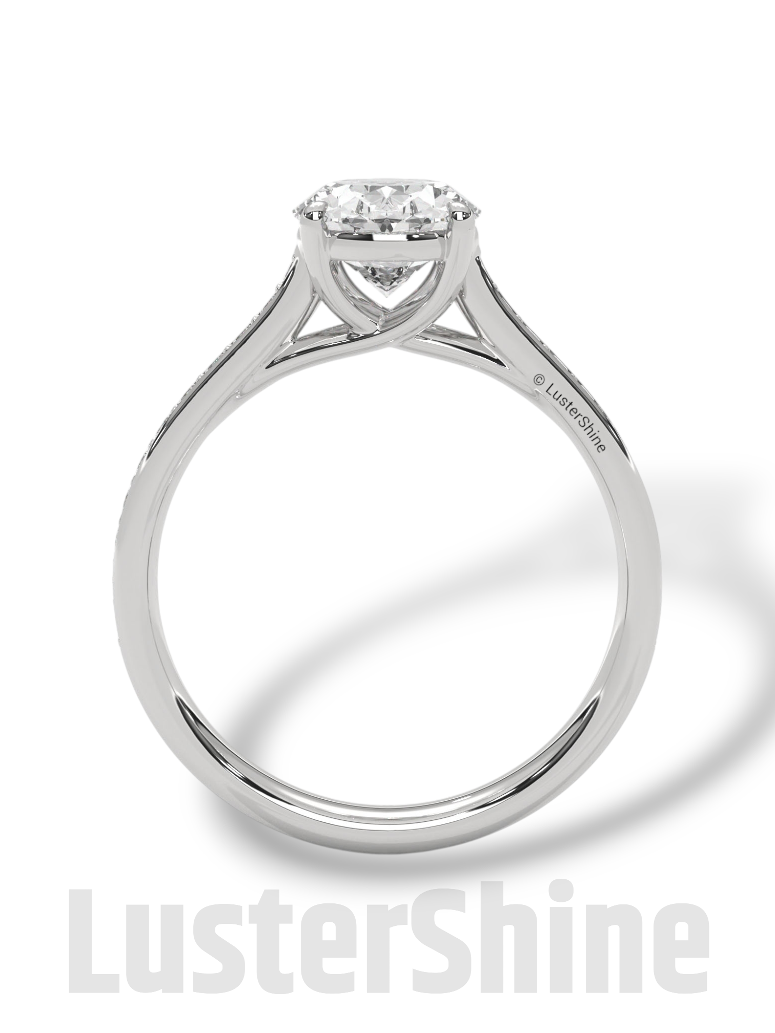 2CT Oval Cut Engagement Ring with Pave Band – Moissanite Diamond 10K 14K Gold Solitaire Ring – Handmade Custom Bridal Jewelry by LusterShine