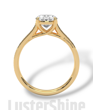 2CT Oval Cut Engagement Ring with Pave Band – Moissanite Diamond 10K 14K Gold Solitaire Ring – Handmade Custom Bridal Jewelry by LusterShine