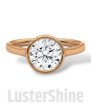 Modern Bezel Engagement Ring – 2 Carat Round Moissanite Diamond Ring – Custom Handmade Moissanite Diamond 10K 14K Gold Solitaire Ring Gift